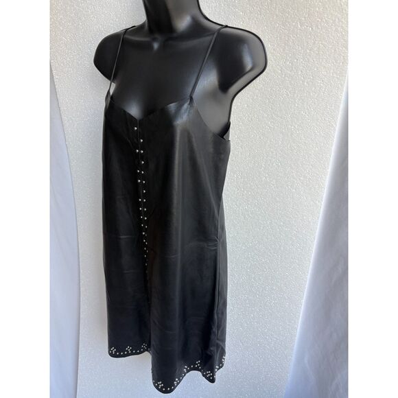 Blank NYC Close The Deal Embossed Vegan Leather Black Stud Slip Dress Size S - Picture 5 of 9